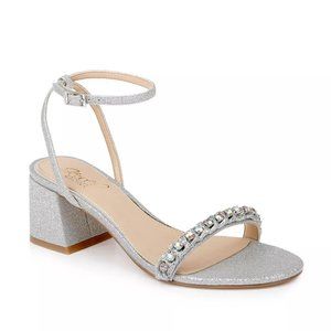 NWOT Jewel Badgley Mischka Women's Odonna Block Heel Evening Sandal Size 8.5